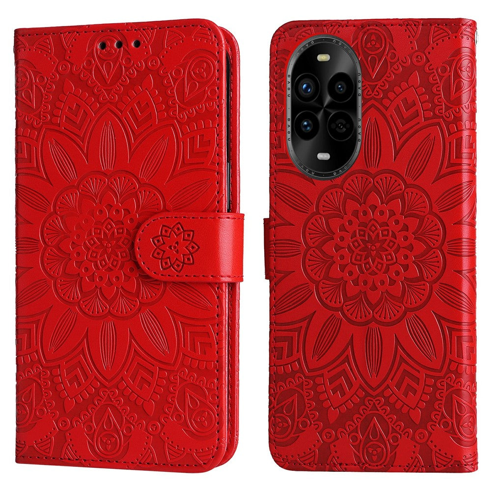 Coque portefeuille en cuir à imprimé tournesol pour Huawei Nova 14 Pro 5G / Nova 13 Pro 5G 