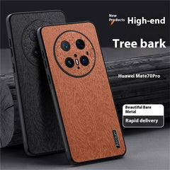 For Huawei Mate 70 Pro+ / Mate 70 Pro Case Wood Texture PU Leather Coated PC TPU Phone Cove - TechGearPal