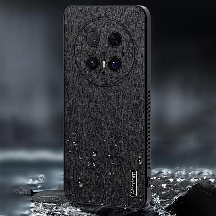 For Huawei Mate 70 Pro+ / Mate 70 Pro Case Wood Texture PU Leather Coated PC TPU Phone Cove - TechGearPal