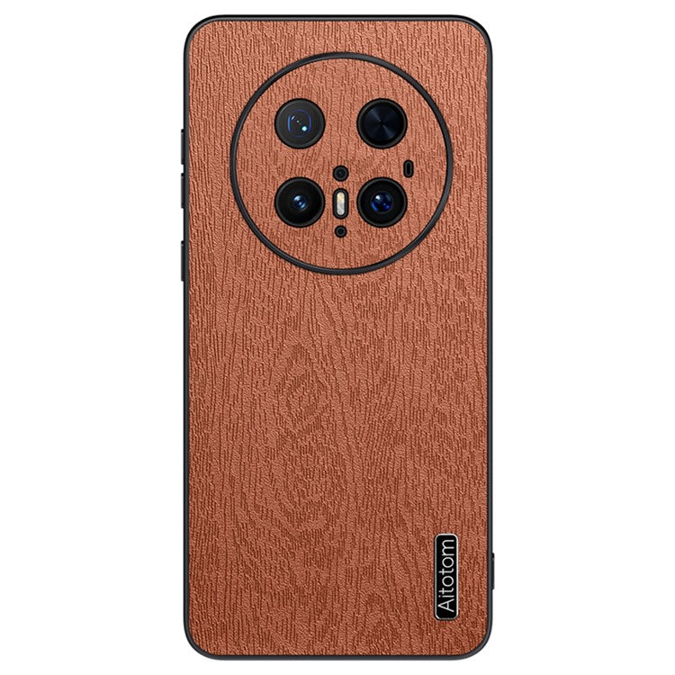 For Huawei Mate 70 Pro+ / Mate 70 Pro Case Wood Texture PU Leather Coated PC TPU Phone Cove - TechGearPal