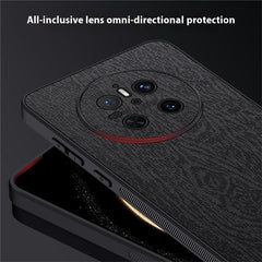 For Huawei Mate 70 Case Wood Texture PU Leather Coated PC TPU Phone Cove - TechGearPal