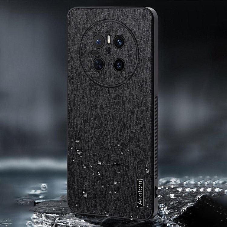 For Huawei Mate 70 Case Wood Texture PU Leather Coated PC TPU Phone Cove - TechGearPal