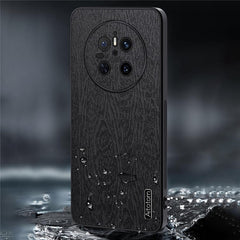 For Huawei Mate 70 Case Wood Texture PU Leather Coated PC TPU Phone Cove - TechGearPal
