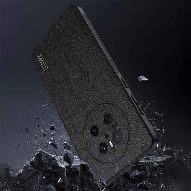 For Huawei Mate 70 Case Wood Texture PU Leather Coated PC TPU Phone Cove - TechGearPal