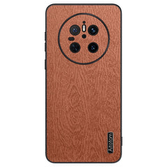 For Huawei Mate 70 Case Wood Texture PU Leather Coated PC TPU Phone Cove - TechGearPal