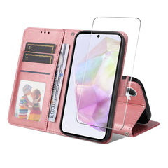 For Samsung Galaxy A56 5G / Galaxy A36 5G PU Leather Wallet Case ENKAY HAT PRINCE Phone Stand Cover with Tempered Glass