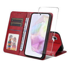 For Samsung Galaxy A56 5G / Galaxy A36 5G PU Leather Wallet Case ENKAY HAT PRINCE Phone Stand Cover with Tempered Glass