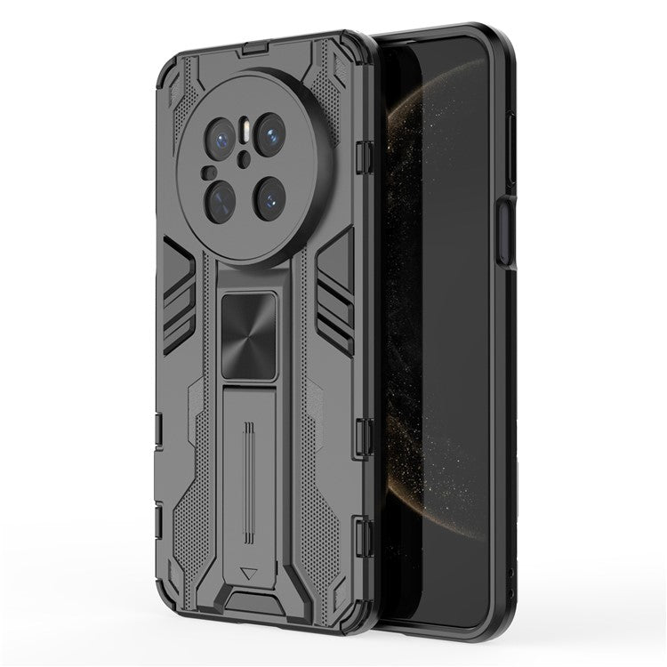 For Huawei Mate 70 Case PC + TPU Shockproof Phone Cover with Kickstand - Blac - TechGearPal