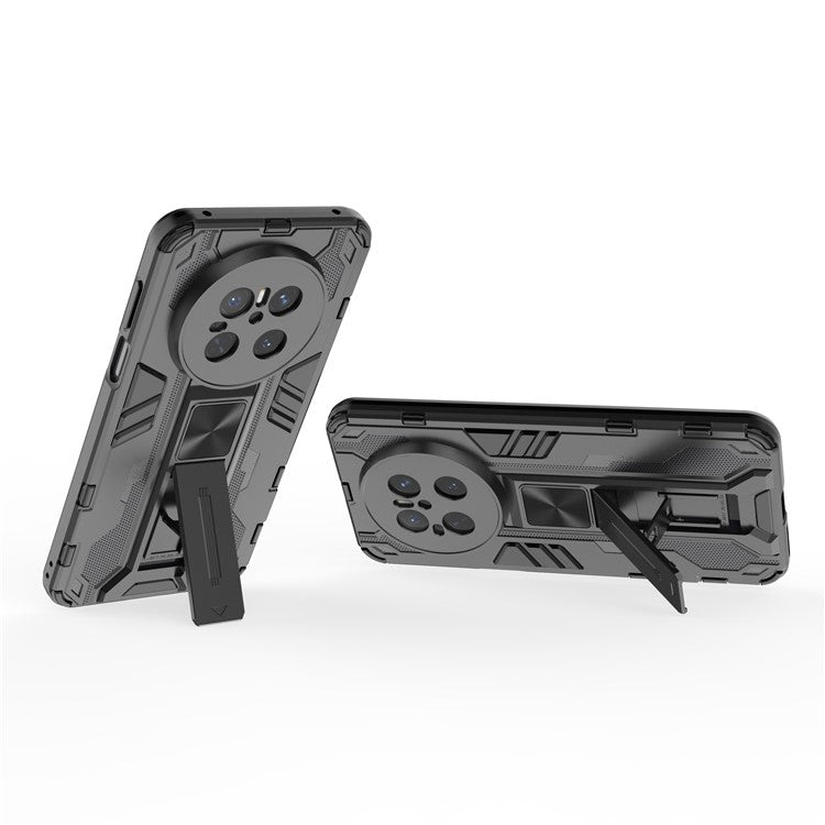For Huawei Mate 70 Case PC + TPU Shockproof Phone Cover with Kickstand - Blac - TechGearPal