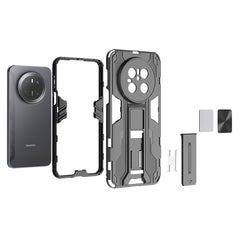 For Huawei Mate 70 Case PC + TPU Shockproof Phone Cover with Kickstand - Blac - TechGearPal