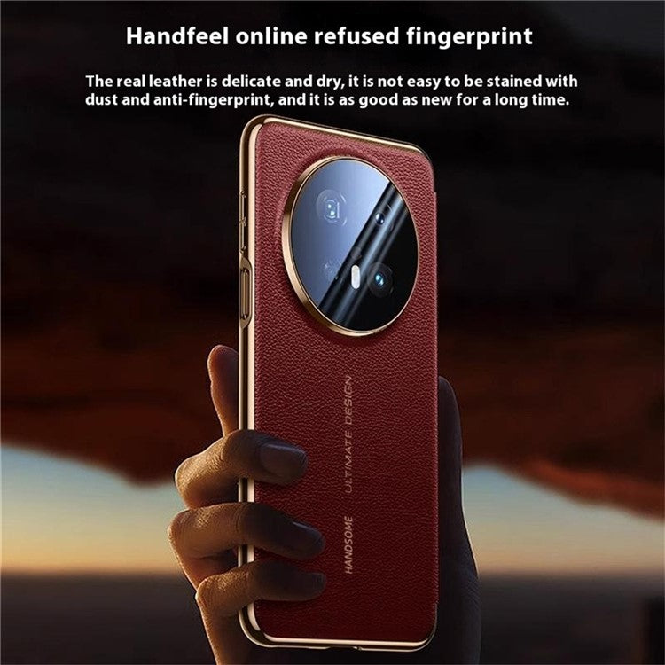 For Huawei Mate 70 Pro+ / Mate 70 Pro Case Genuine Cow Leather View Window Smart Phone Cove - TechGearPal
