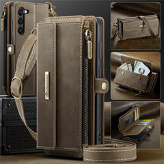 For Samsung Galaxy S23+ Case CASEME C39 RFID Blocking Zipper Wallet Stand Leather Cover with Strap