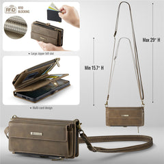 For Samsung Galaxy S23+ Case CASEME C39 RFID Blocking Zipper Wallet Stand Leather Cover with Strap