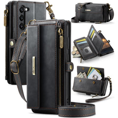 For Samsung Galaxy S23+ Case CASEME C39 RFID Blocking Zipper Wallet Stand Leather Cover with Strap