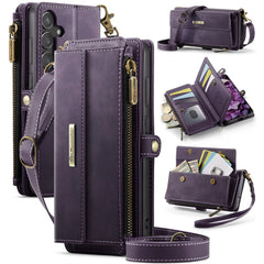 For Samsung Galaxy S23 FE Case CASEME C39 RFID Blocking Zipper Wallet Stand Leather Cover with Strap