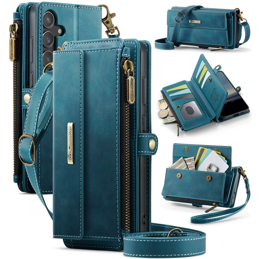 For Samsung Galaxy S23 FE Case CASEME C39 RFID Blocking Zipper Wallet Stand Leather Cover with Strap
