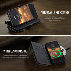 For Samsung Galaxy S22 5G Case CASEME C39 RFID Blocking Zipper Wallet Stand Leather Cover with Strap