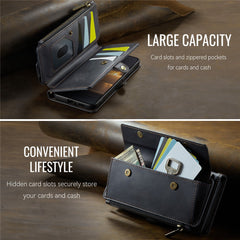 For Samsung Galaxy S22 5G Case CASEME C39 RFID Blocking Zipper Wallet Stand Leather Cover with Strap