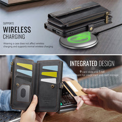 For Samsung Galaxy S22 5G Case CASEME C39 RFID Blocking Zipper Wallet Stand Leather Cover with Strap