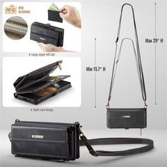 For Samsung Galaxy S22 5G Case CASEME C39 RFID Blocking Zipper Wallet Stand Leather Cover with Strap
