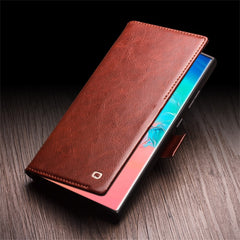 QIALINO For Samsung Galaxy S25 Ultra Case Genuine Cow Leather Wallet Phone Cover with Magnetic Closure