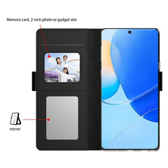 For Huawei Mate 70 Case Stand PU Leather Phone Cover Card Holder Mirro - TechGearPal