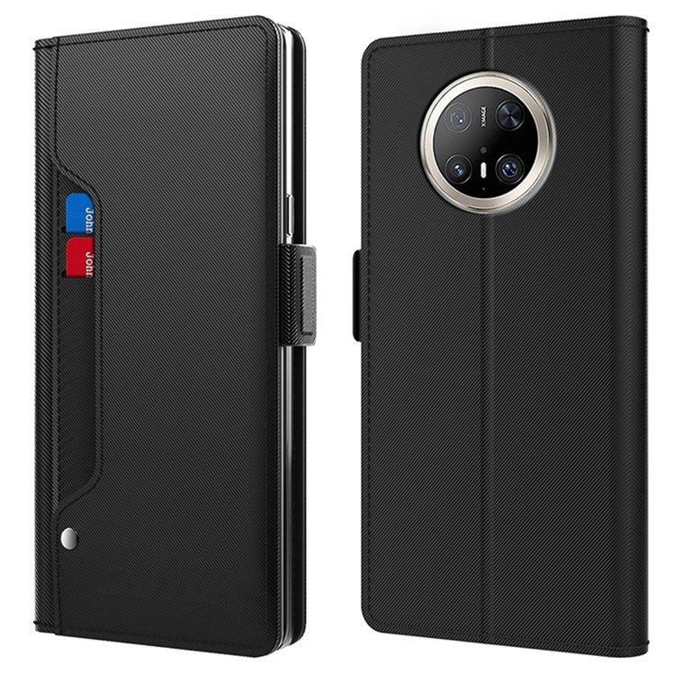 For Huawei Mate 70 Pro / 70 Pro+ Case Stand PU Leather Phone Cover Card Holder Mirro - TechGearPal