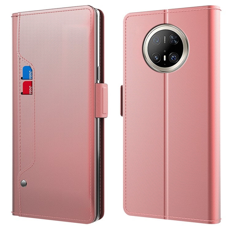 For Huawei Mate 70 Pro / 70 Pro+ Case Stand PU Leather Phone Cover Card Holder Mirro - TechGearPal