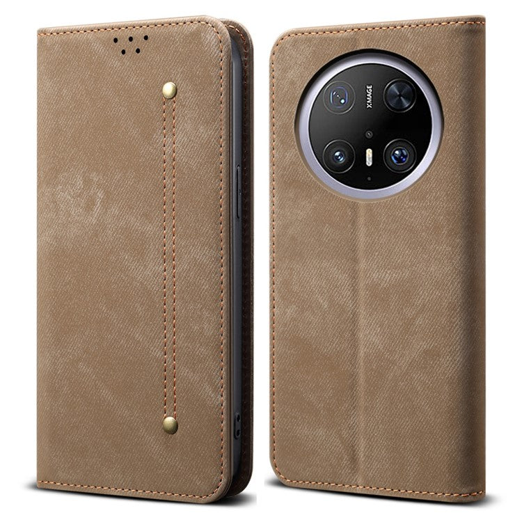 For Huawei Mate 70 Pro / Mate 70 Pro+ Case Jeans Cloth Texture Anti-Scratch Leather Stand Phone Cove - TechGearPal