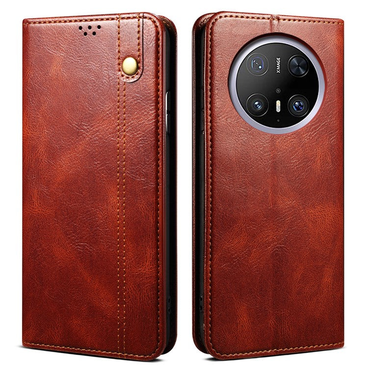 For Huawei Mate 70 Case Crazy Horse Texture Waxy Leather Wallet Stand Phone Cove - TechGearPal