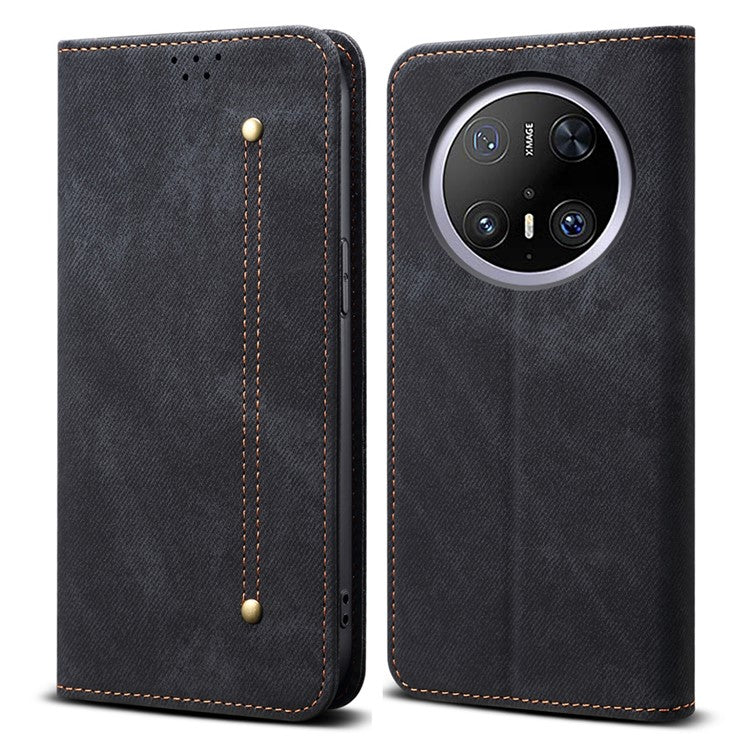 For Huawei Mate 70 Case Jeans Cloth Texture Anti-Scratch Leather Stand Phone Cove - TechGearPal