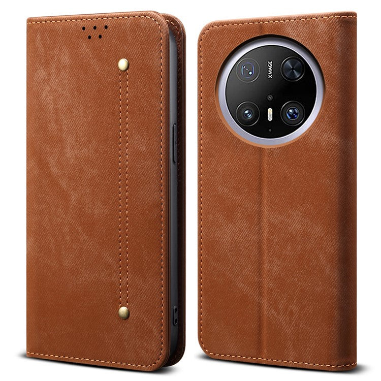 For Huawei Mate 70 Case Jeans Cloth Texture Anti-Scratch Leather Stand Phone Cove - TechGearPal