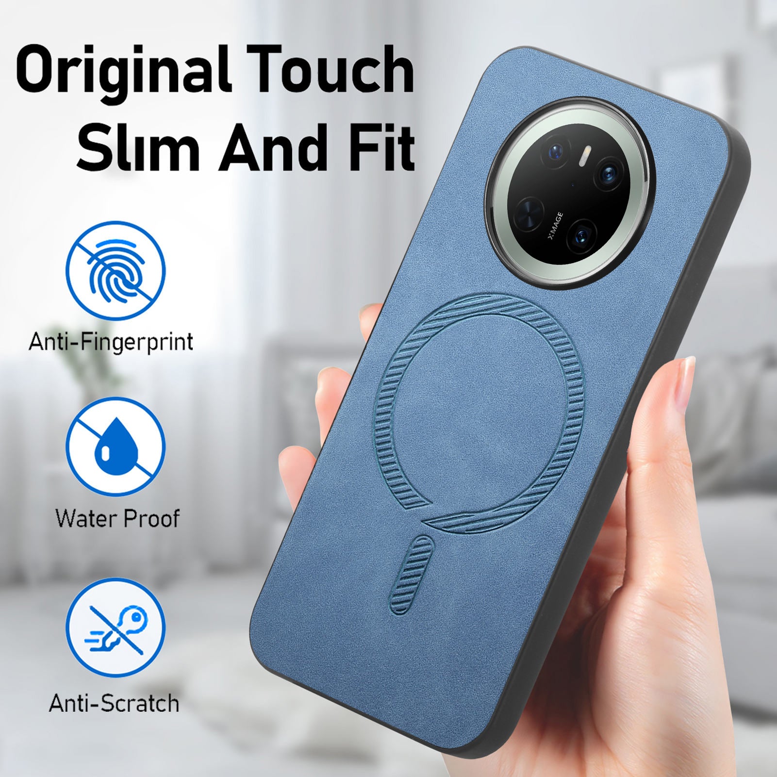 For Huawei Mate 70 Leather Back Case Compatible with MagSafe Skin-touch Phone Cove - TechGearPal