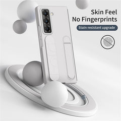Kickstand Wristband Phone Case for Samsung Galaxy Z Fold Special / Z Fold 6 Slim / W25 PC Silicone Mobile Cover with Tempered Glass Film - TechGearPal