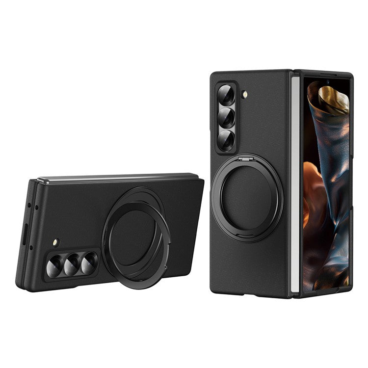 Magnetic Phone Case for Samsung Galaxy Z Fold Special / Z Fold 6 Slim / W25 Ring Kickstand Hard PC Cover with Tempered Glass Screen Fil - TechGearPal