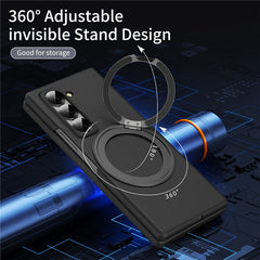 Magnetic Phone Case for Samsung Galaxy Z Fold Special / Z Fold 6 Slim / W25 Ring Kickstand Hard PC Cover with Tempered Glass Screen Fil - TechGearPal