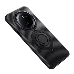 For Huawei Mate 70 Case Compatible with MagSafe Kickstand Carbon Fiber Texture PC + TPU Back Cover with Silicone Rin - TechGearPal