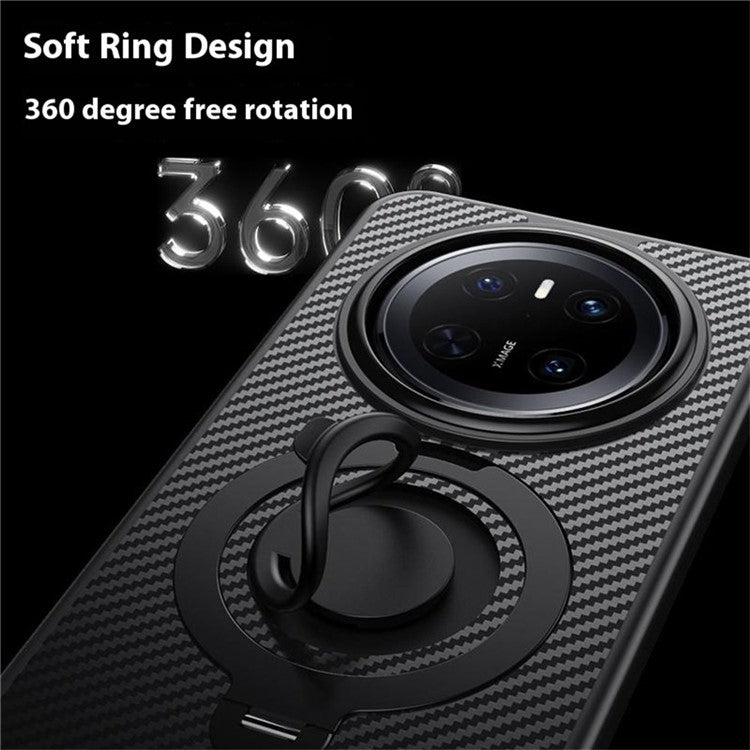 For Huawei Mate 70 Case Compatible with MagSafe Kickstand Carbon Fiber Texture PC + TPU Back Cover with Silicone Rin - TechGearPal