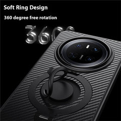 For Huawei Mate 70 Case Compatible with MagSafe Kickstand Carbon Fiber Texture PC + TPU Back Cover with Silicone Rin - TechGearPal