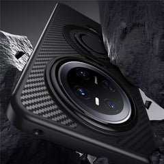 For Huawei Mate 70 Case Compatible with MagSafe Kickstand Carbon Fiber Texture PC + TPU Back Cover with Silicone Rin - TechGearPal