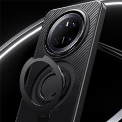 For Huawei Mate 70 Case Compatible with MagSafe Kickstand Carbon Fiber Texture PC + TPU Back Cover with Silicone Rin - TechGearPal