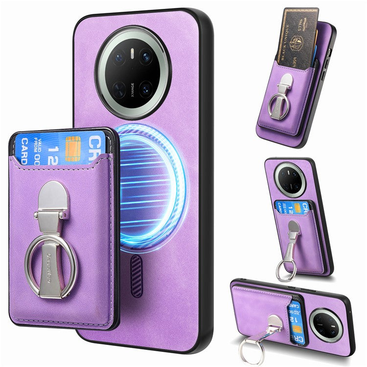 For Huawei Mate 70 Case Compatible with MagSafe Skin-Touch Cover with Card Bag Kickstan - TechGearPal