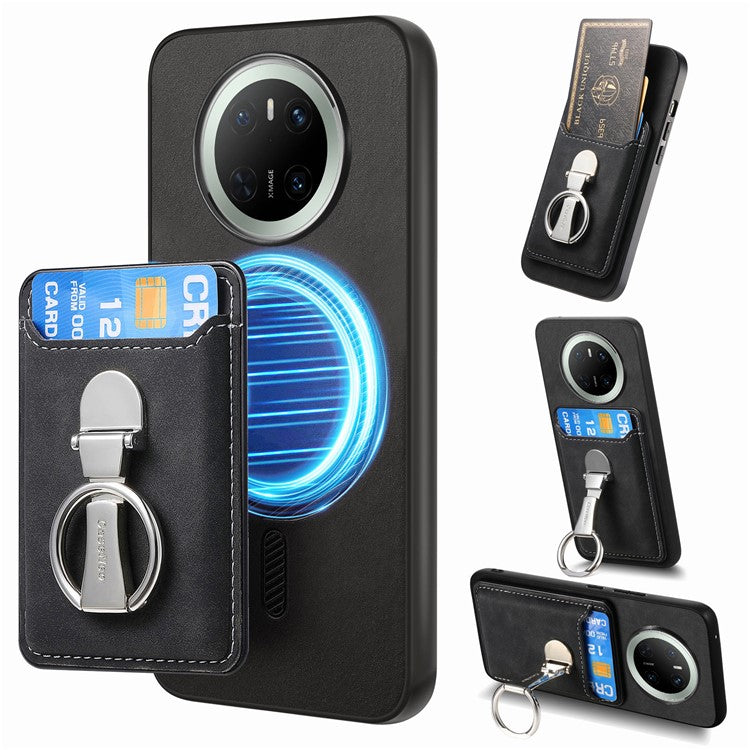 For Huawei Mate 70 Case Compatible with MagSafe Skin-Touch Cover with Card Bag Kickstan - TechGearPal