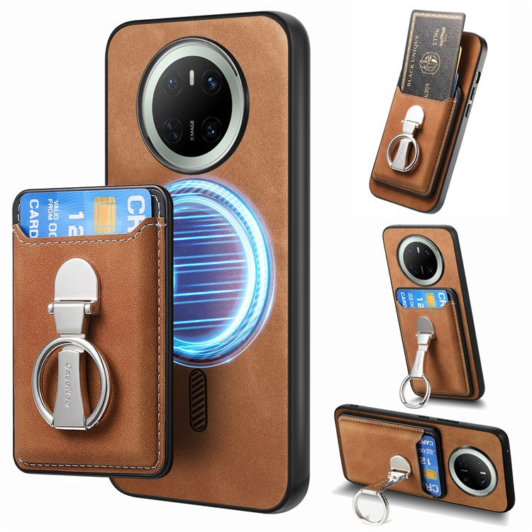 For Huawei Mate 70 Case Compatible with MagSafe Skin-Touch Cover with Card Bag Kickstan - TechGearPal