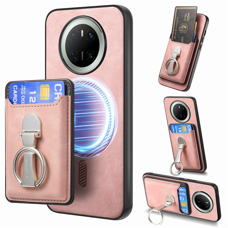 For Huawei Mate 70 Case Compatible with MagSafe Skin-Touch Cover with Card Bag Kickstan - TechGearPal