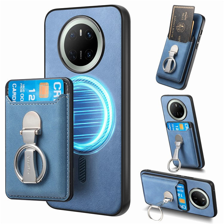 For Huawei Mate 70 Case Compatible with MagSafe Skin-Touch Cover with Card Bag Kickstan - TechGearPal