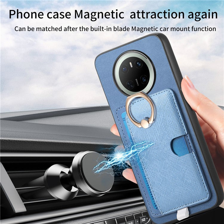 For Huawei Mate 70 Case Ring Kickstand Leather + TPU + PC Phone Cover Detachable Card Holde - TechGearPal