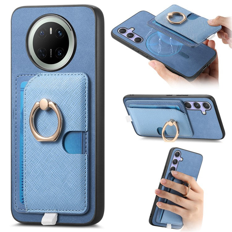 For Huawei Mate 70 Case Ring Kickstand Leather + TPU + PC Phone Cover Detachable Card Holde - TechGearPal