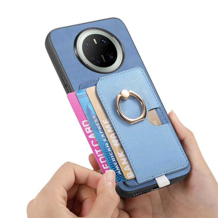 For Huawei Mate 70 Case Ring Kickstand Leather + TPU + PC Phone Cover Detachable Card Holde - TechGearPal