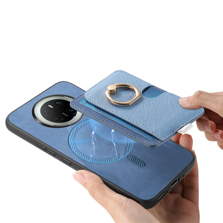 For Huawei Mate 70 Case Ring Kickstand Leather + TPU + PC Phone Cover Detachable Card Holde - TechGearPal